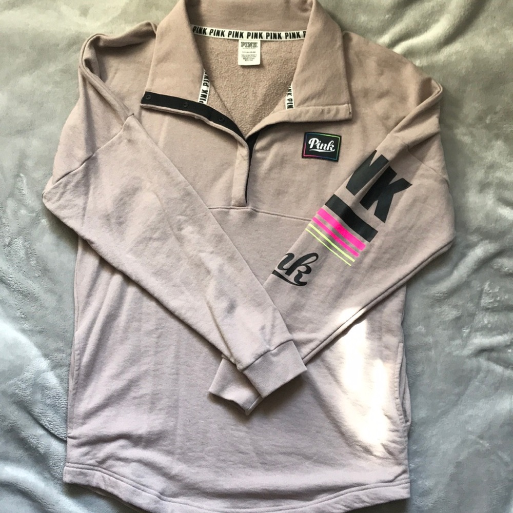 PINK 3/4 snap sweater